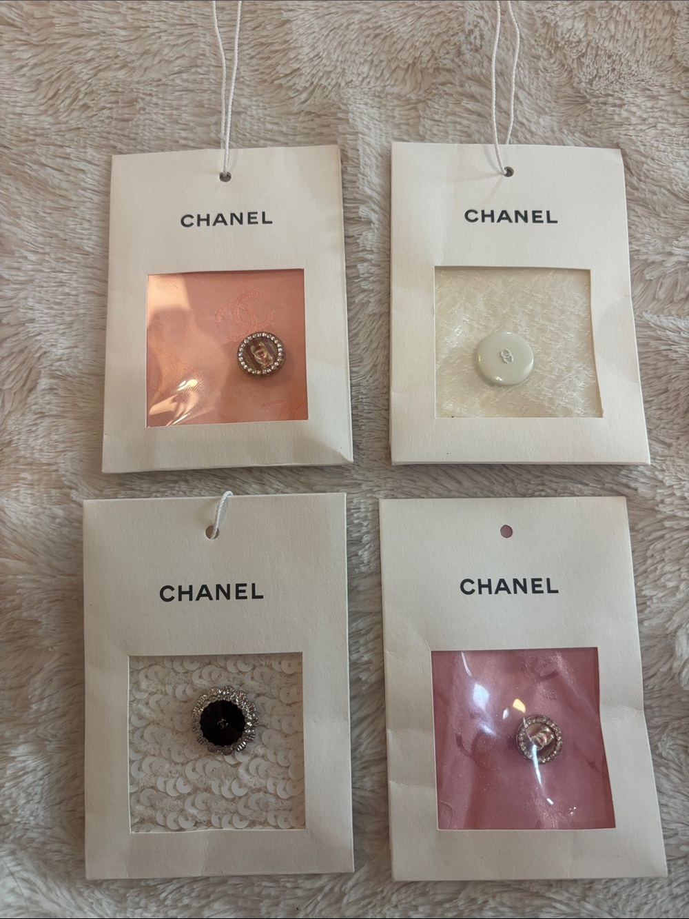 CHANEL Pink, White, Black and Gold Button Set